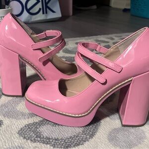 Steve Madden Pink Double Strap Platform Heels